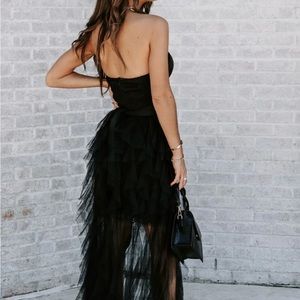 NWT!!! VICI FOR ETERNITY TULLE RUFFLE MAXI SKIRT - BLACK